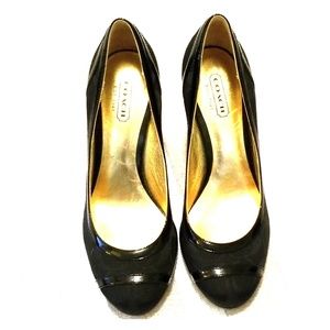 Coach Wedges, Black, Like New. Matte/Shiny